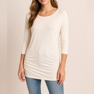 Lily & Lottie Ivory Ruched Side Tunic Top Size M